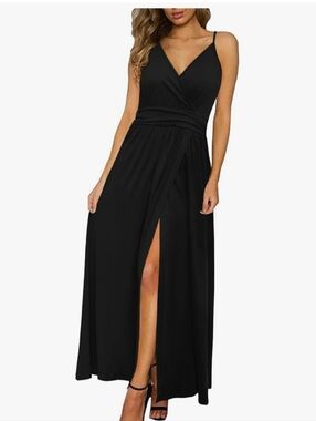Newshows V-Neck Faux Wrap Maxi Dress with Slit Size Large NWT ❤️